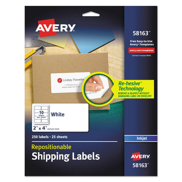 Avery Repositionable Printable Shipping Labels with Sure Feed, 2